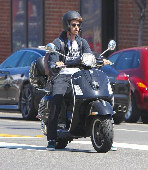 Andrew Garfield zoomed around LA on his black Vespa scooter. Andrew Garfield zoomed around LA on his black Vespa scooter.