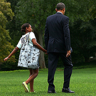 President Obama and Sasha Obama Holding Hands