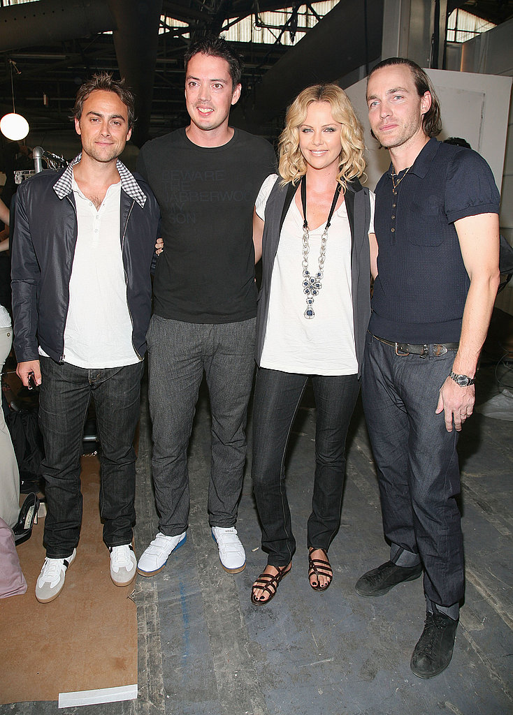 Stuart Townsend and Charlize Theron went backstage to pose with Rag & Bone designers Marcus Wainwright and David Neville in September 2008.
Stuart Townsend and Charlize Theron went backstage to pose with Rag & Bone designers Marcus Wainwright and David Neville in September 2008.