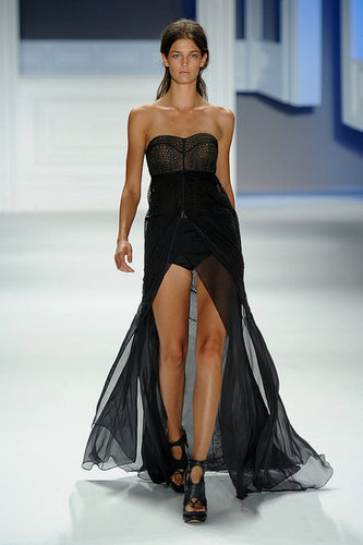 Another look from Vera Wang showcased a bustier-style up top and legs for days on bottom.
Another look from Vera Wang showcased a bustier-style up top and legs for days on bottom.