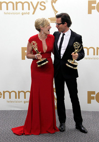 Kate Winslet and Guy Pearce with their Emmys.
Kate Winslet and Guy Pearce with their Emmys.