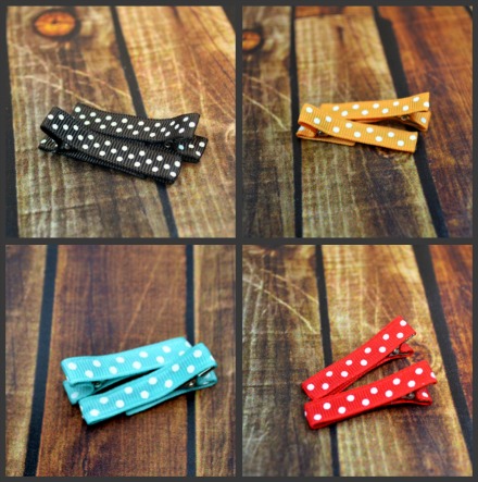 $7 for 4 Pairs of Polka Dot Lined Hair Clips - great deal on hair accessories for your LilOnes.
