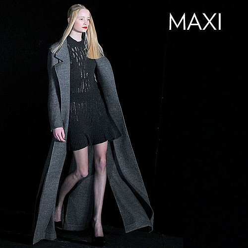 Why we love it: Full-length coats and dusters make dramatic statements and wear well with anything. We especially love playing with lengths and pairing them with shorter dresses, a la Theyskens' Theory's Fall runway.
How to wear it: Maxi coats are easy to style; add them to little dresses, layer over maxi dresses, or add them to trousers and blouses to amp up the drama on your day look. Just make sure the coat is fitted through the shoulders and arms to keep the coat from overpowering your frame.
Shop the runway:
Theyskens' Theory Mogal Coat ($1,395)
Why we love it: Full-length coats and dusters make dramatic statements and wear well with anything. We especially love playing with lengths and pairing them with shorter dresses, a la Theyskens' Theory's Fall runway.
How to wear it: Maxi coats are easy to style; add them to little dresses, layer over maxi dresses, or add them to trousers and blouses to amp up the drama on your day look. Just make sure the coat is fitted through the shoulders and arms to keep the coat from overpowering your frame.
Shop the runway:
Theyskens' Theory Mogal Coat ($1,395)