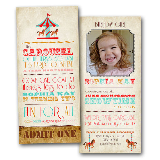 Carousel Ticket Birthday Invitation