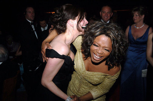 Julia Roberts laughed with Oprah Winfrey at the 2005 Academy Awards Governors Ball.
Julia Roberts laughed with Oprah Winfrey at the 2005 Academy Awards Governors Ball.