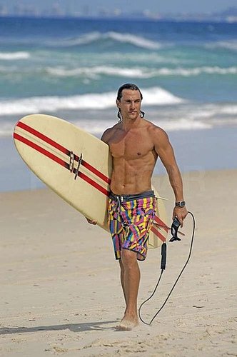 Matthew McConaughey surfed shirtless in Australia in February 2007.
Matthew McConaughey surfed shirtless in Australia in February 2007.