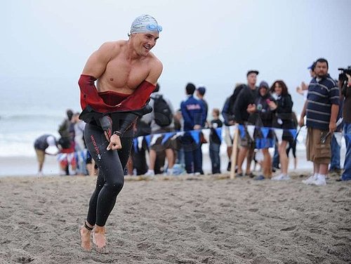 Matthew McConaughey stripped out of his wetsuit while participating in the September 2008 Nautica Malibu Triathlon.
Matthew McConaughey stripped out of his wetsuit while participating in the September 2008 Nautica Malibu Triathlon.