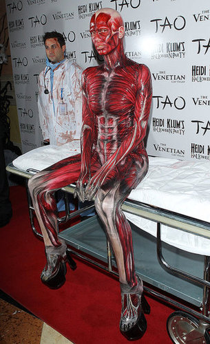 Heidi Klum made an entrance as a "Visible Woman" to her own Halloween party in Las Vegas in 2011.
Heidi Klum made an entrance as a "Visible Woman" to her own Halloween party in Las Vegas in 2011.