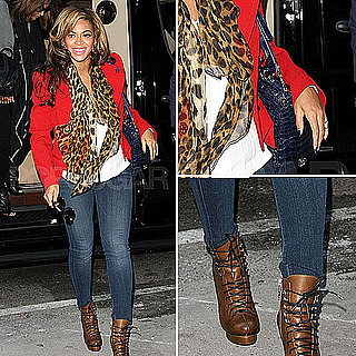 Pregnant Beyoncé Wearing Leopard Print and Red November 2011