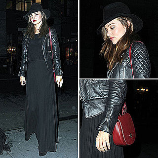 Miranda Kerr Wearing a Leather Jacket in NYC November 3, 2011