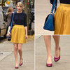 Taylor Swift Yellow Pleated Skirt Nov. 23, 2011