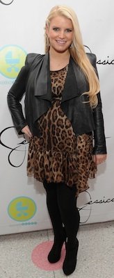 Jessica Simpson in Leopard Dolce & Gabbana Dress