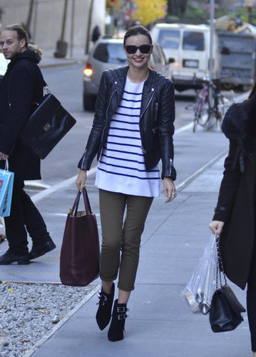 This effortless mix of edgy leather and preppy stripes provides a cool contrast on an everyday look.
This effortless mix of edgy leather and preppy stripes provides a cool contrast on an everyday look.