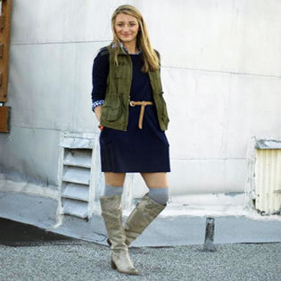 Gray Boots and Dress Layering Street Style