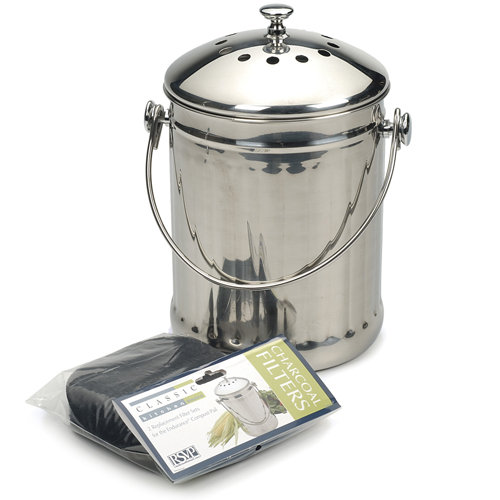 RSVP Endurance Stainless Steel Compost Pail, 1-Gallon | Chef Tools