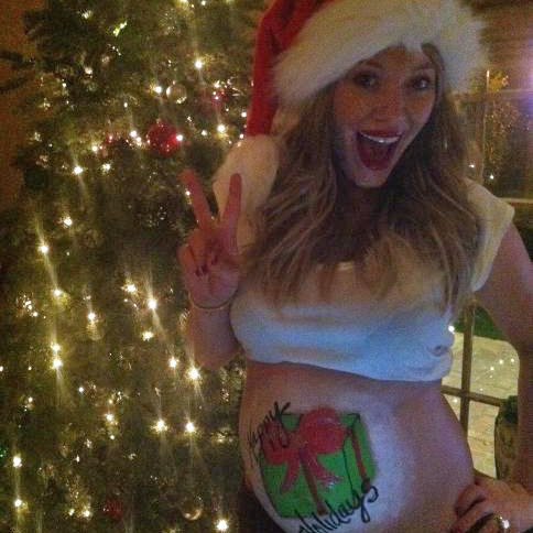 Hilary Duff Pregnant Belly Art