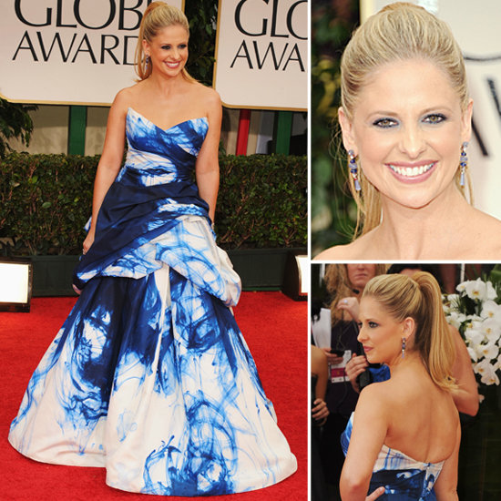 Sarah Michelle Gellar Wears Monique Lhuillier Gown to the 2012 Golden Globes