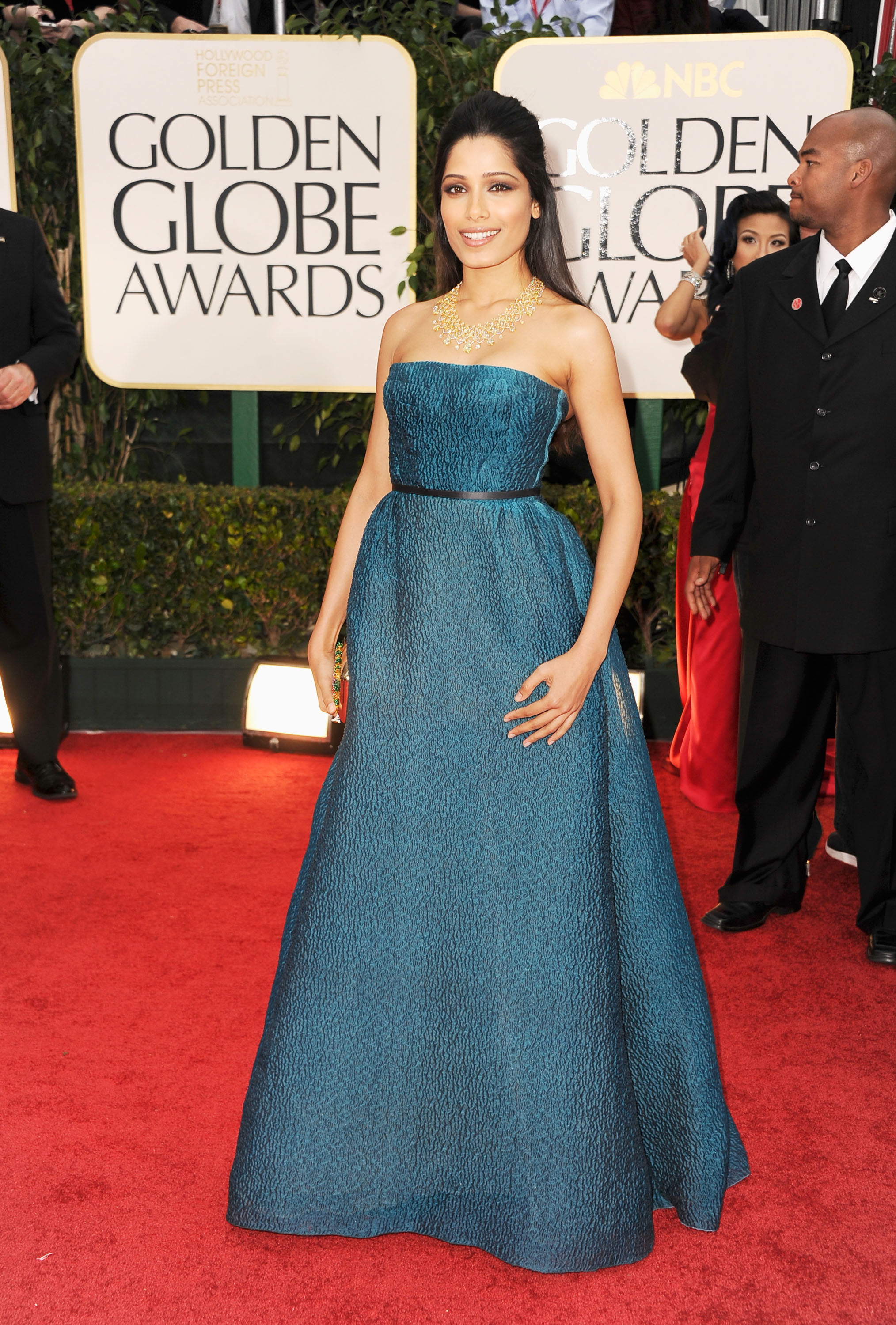 Freida Pinto at the Golden Globes. Freida Pinto at the Golden Globes.