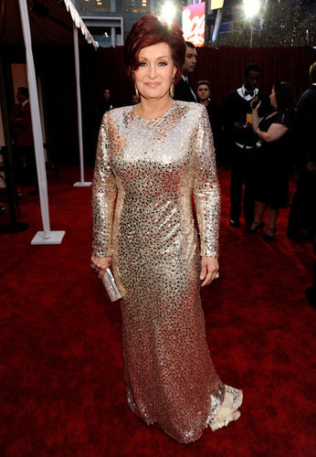 Sharon Osbourne in a glittery dress.
Sharon Osbourne in a glittery dress.