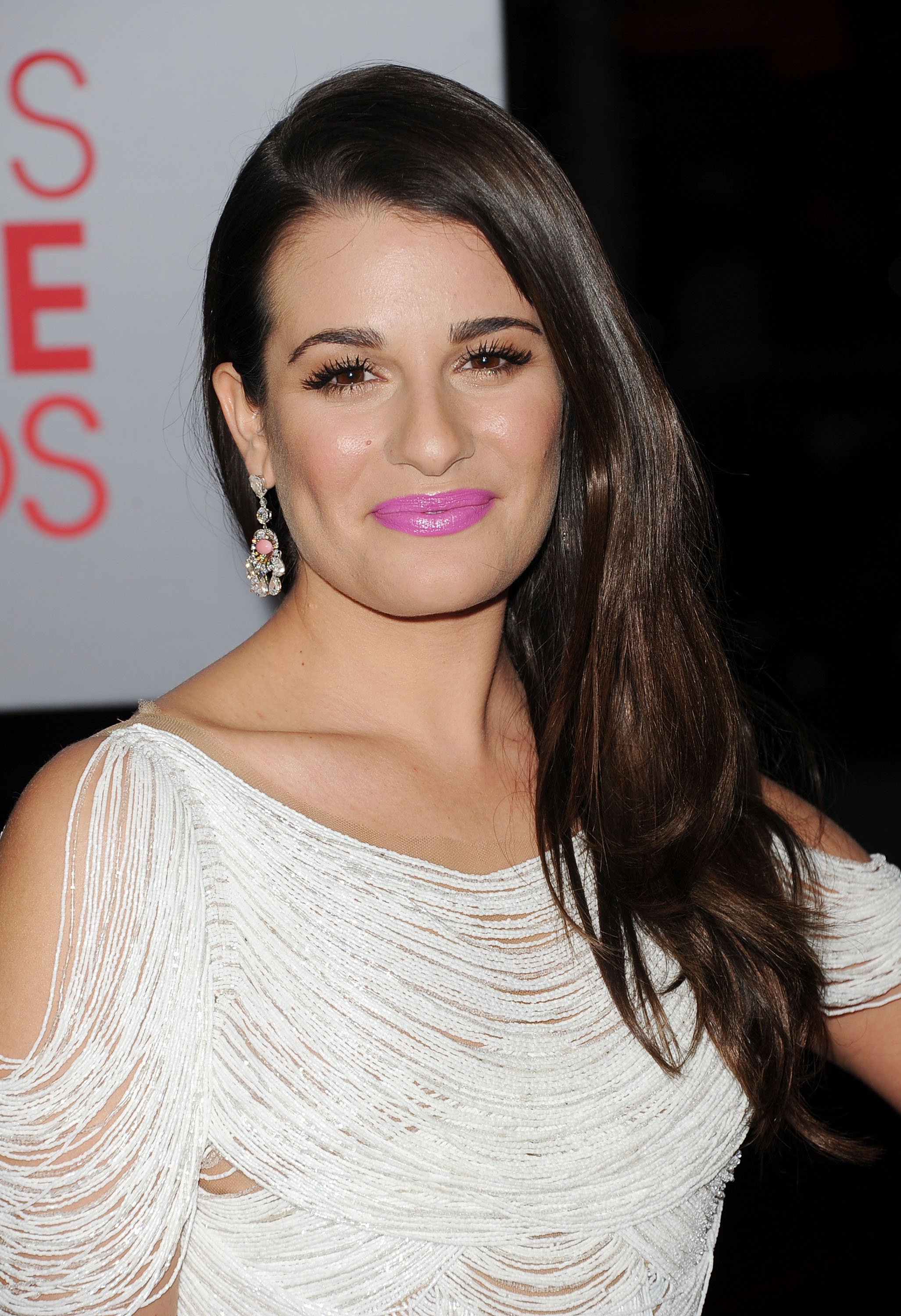 Lea Michele had pink lips on the red carpet. Lea Michele had pink lips on the red carpet.