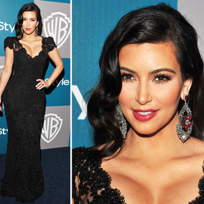 Kim Kardashian at InStyle Golden Globes Afterparty 2012