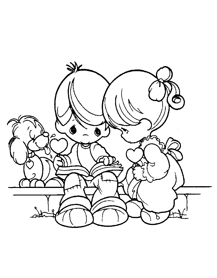 Precious Moments coloring pages with love