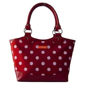 Sachi Fashion Insulated Lunch Bag, Burgundy with White Dots