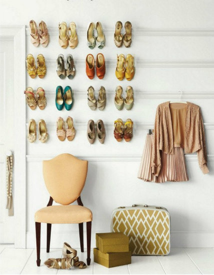 If you love shoes but struggle to find your favorites in the shuffle of your closet, try displaying them on crown molding. It's a great way to bring your beautiful formal heels — the ones you rarely have a chance to wear — into your everyday decor.
Source
If you love shoes but struggle to find your favorites in the shuffle of your closet, try displaying them on crown molding. It's a great way to bring your beautiful formal heels — the ones you rarely have a chance to wear — into your everyday decor.
Source