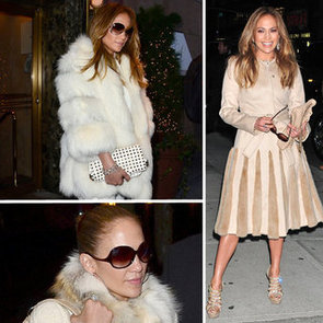 Jennifer Lopez Wears White Fur in New York