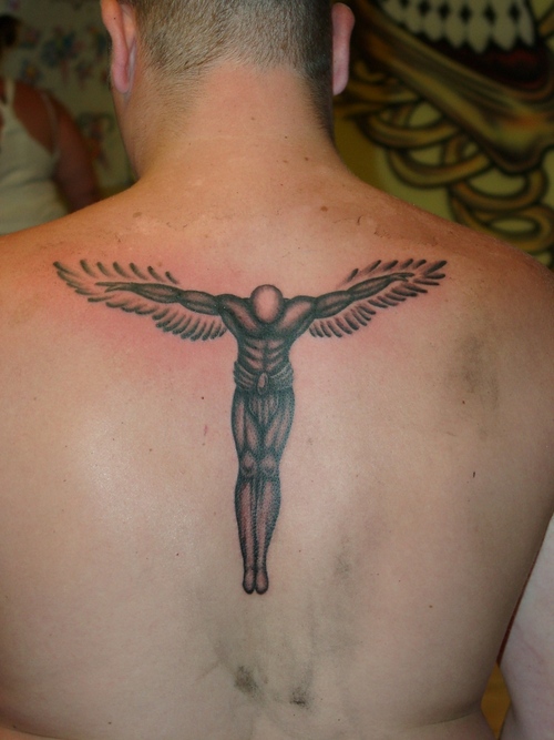 Da Pirate's phoenix tattooback piece and full sleeves tattoosThe neck