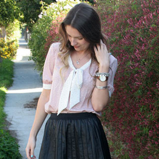 Leather Pleated Skirt Street Style