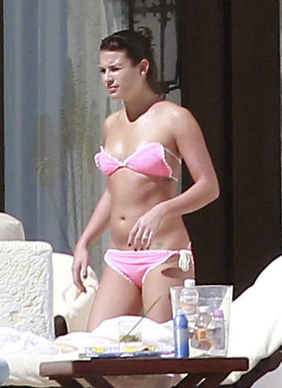 Lea Michele wore a bikini yesterday to soak up the sun in Cabo