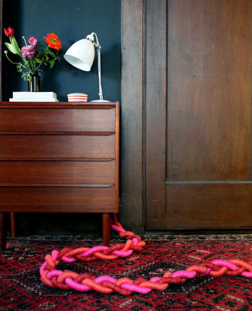 Sometimes, even rugs can't disguise those thick cords that are hideous but absolutely necessary. Instead of making futile attempts to hide them, let them take center stage with bright yarn and plastic cord tubes.
Source: Design*Sponge
Sometimes, even rugs can't disguise those thick cords that are hideous but absolutely necessary. Instead of making futile attempts to hide them, let them take center stage with bright yarn and plastic cord tubes.
Source: Design*Sponge