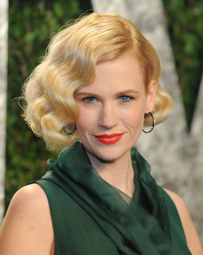 January Jones close up at the Vanity Fair party.
January Jones close up at the Vanity Fair party.