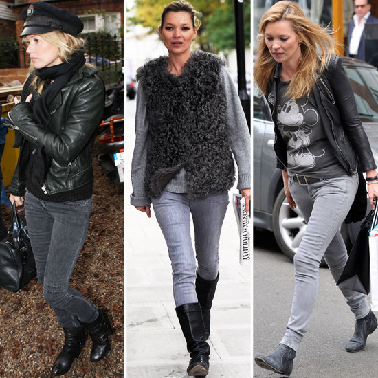 Kate Moss Style in Her Grey Jeans