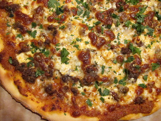 Lamb Sausage Pizza With Romesco