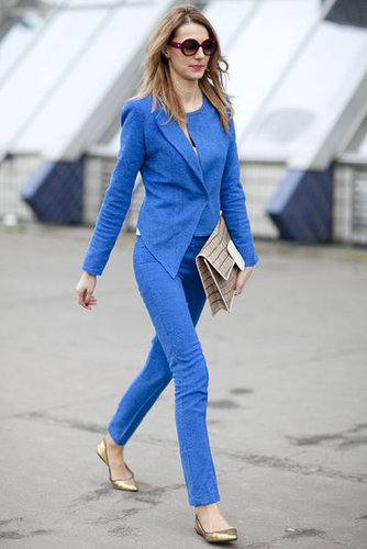 Monochromatic color play looks seriously chic in perfectly tailored fit.
Monochromatic color play looks seriously chic in perfectly tailored fit.