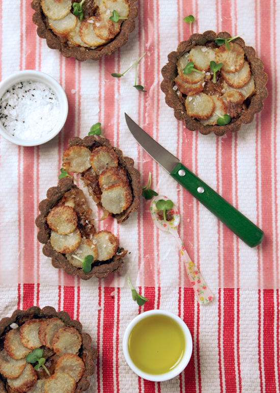 Caramelized Onion and Feta Cheese Buckwheat Tarts