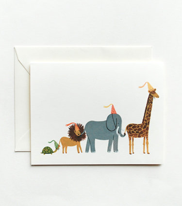 A sweet way to say "thank you" after a big birthday, Rifle Paper Co.'s animal parade cards ($18 for a box of eight) feature whimsical designs by the incredibly talented Anna Bond.
A sweet way to say "thank you" after a big birthday, Rifle Paper Co.'s animal parade cards ($18 for a box of eight) feature whimsical designs by the incredibly talented Anna Bond.