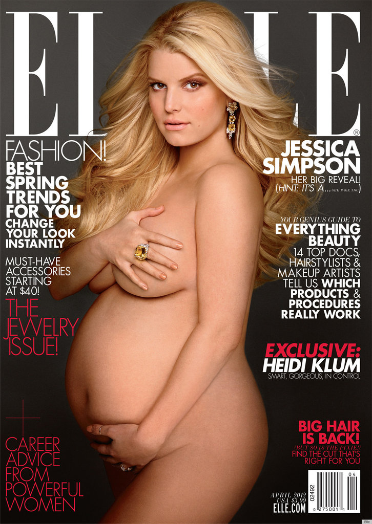 Jessica Simpson is the latest celeb to copy Demi Moore's iconic pose — this time on the cover of Elle.
Jessica Simpson is the latest celeb to copy Demi Moore's iconic pose — this time on the cover of Elle.