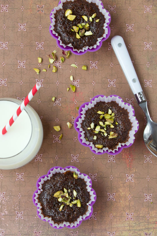 Chocolate Zucchini Muffins with Honey and Pistachio's