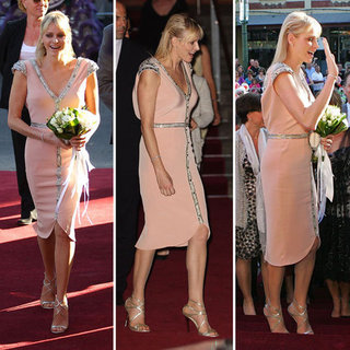 Princess Charlene of Monaco Wears a Custom-Designed Johanna Johnson at Grace Kelly: Style Icon Exhibition in Bendigo, Australia