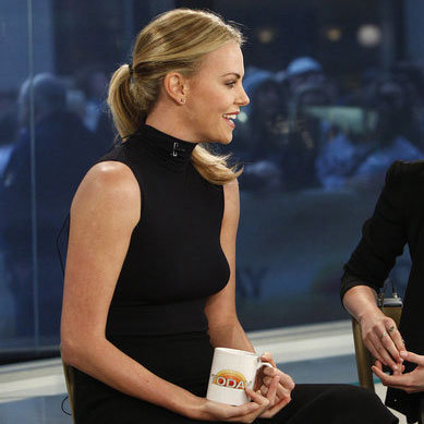 Charlize Theron wore all black on Today.
Charlize Theron wore all black on Today.