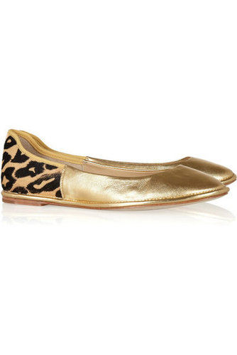 Diane von Furstenberg | Metallic leather and printed calf hair ballet flats | NET-A-PORTER.COM