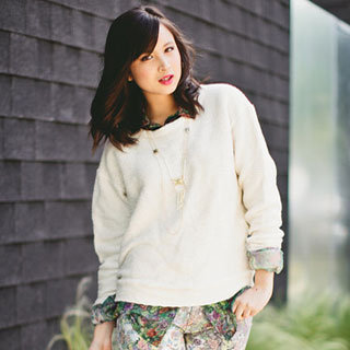 Floral Jeans and Sweater Street Style