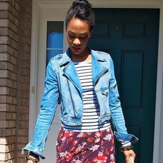 Denim Jacket and Floral Maxi Street Style