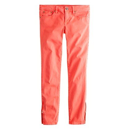 Garment-dyed ankle-zip toothpick jean