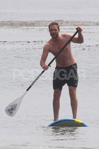 Robert Pattinson went shirtless in Malibu.
Robert Pattinson went shirtless in Malibu.