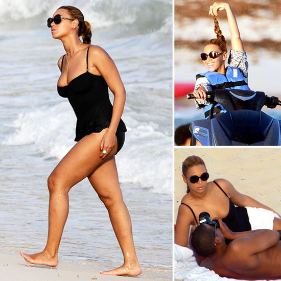 Beyonce and Jay-Z relaxed on the beach in St. Barths, France on April 9, 2012. 