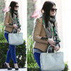 Michelle Trachtenberg Camel Jacket Cobalt Jeans